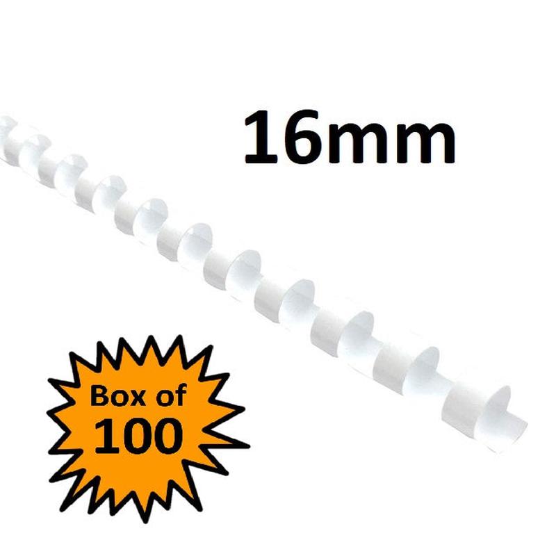 White 16mm - Binding Coils (Box of 100)