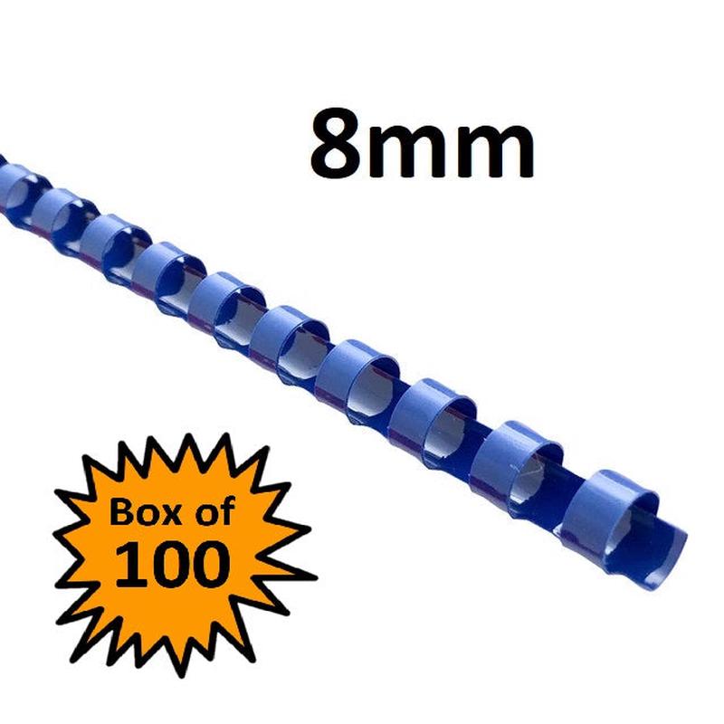 Blue 8mm - Binding Coils (Box of 100)