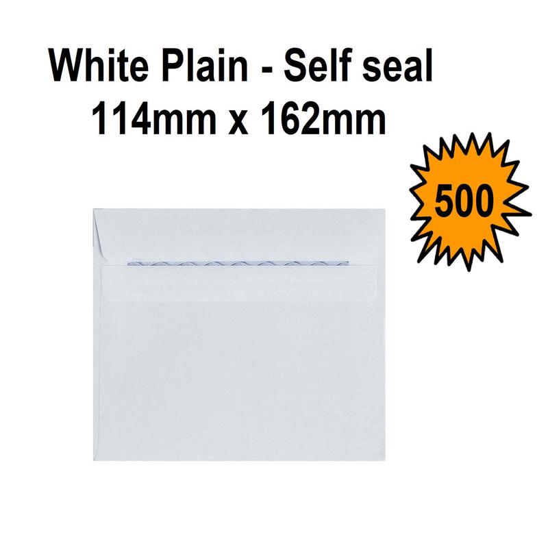 C6 Envelopes (E12) - White Plain Self Seal - Box of 500