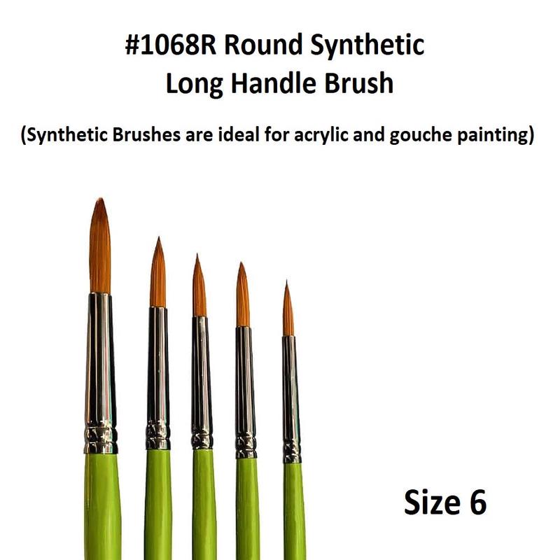 Size 6 - Synthetic 1068 Long Handle Brush - Round
