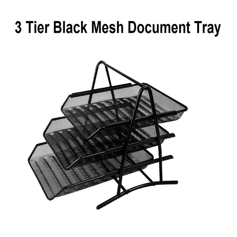 3 Tier Black Mesh Document Tray