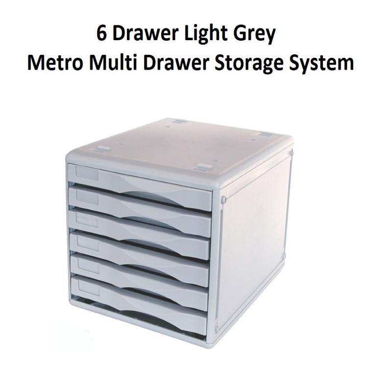 6 Drawer Light Grey - Metro Multi Drawer Storage System