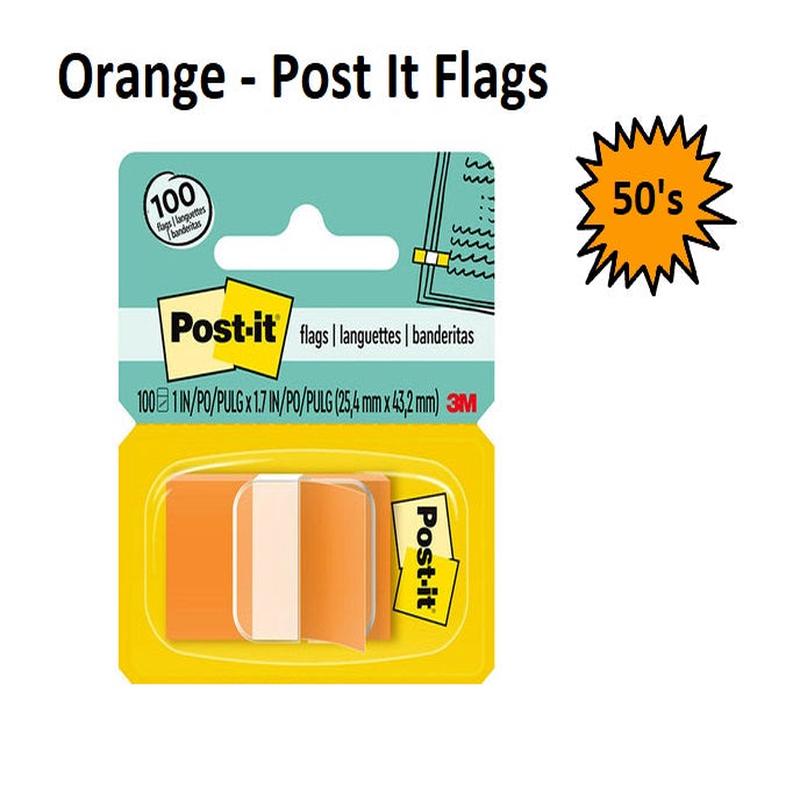 Orange - Post It Flags 680 (Pack of 50 sheets)