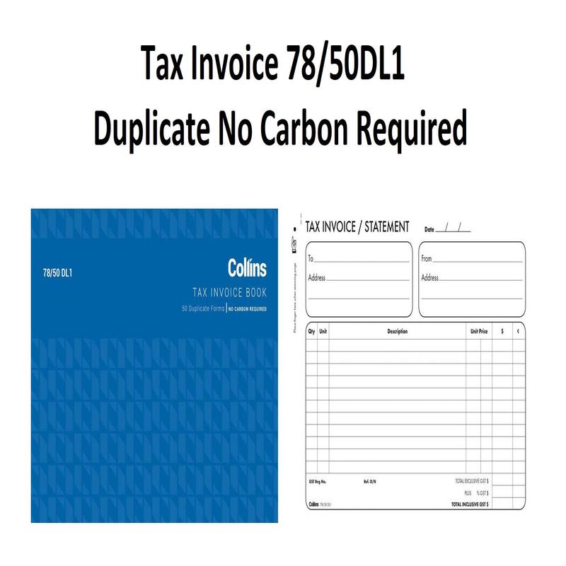 Tax Invoice 78/50DL1 Duplicate No Carbon Required