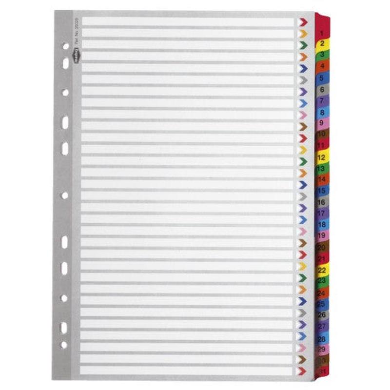 1-31 - Heavy Duty Indices with Plastic Tabs