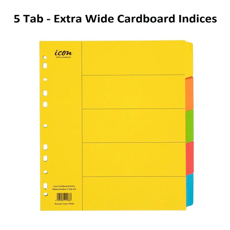 5 Tab - Extra Wide Cardboard Indices