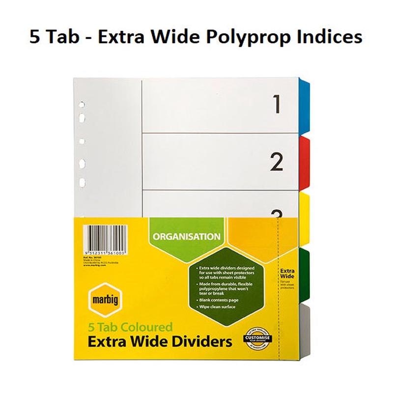 5 Tab - Extra Wide Polyprop Indices
