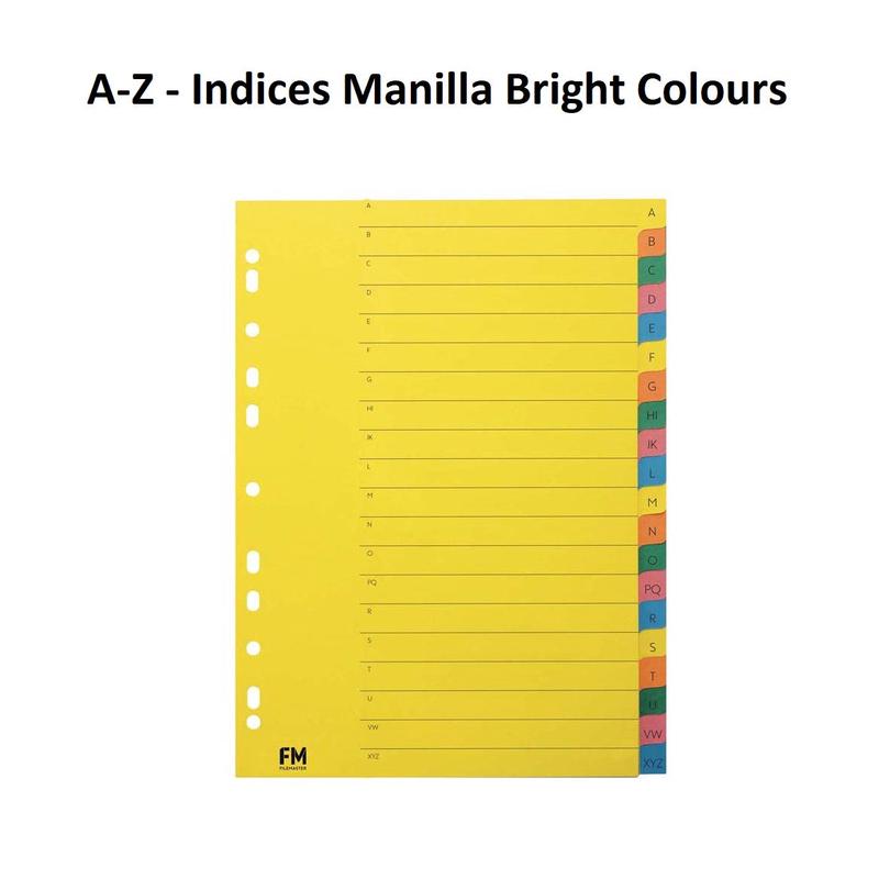 A-Z - Indices Manilla Bright Colours