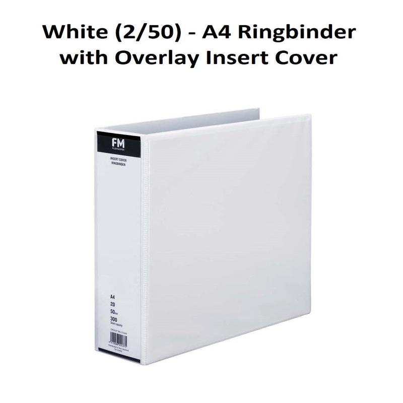 White (2/50) - A4 Ringbinder with Overlay Insert Cover