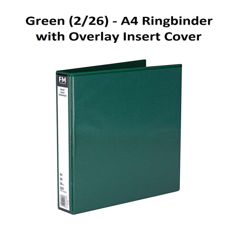 Green (2/26) - A4 Ringbinder with Overlay Insert Cover