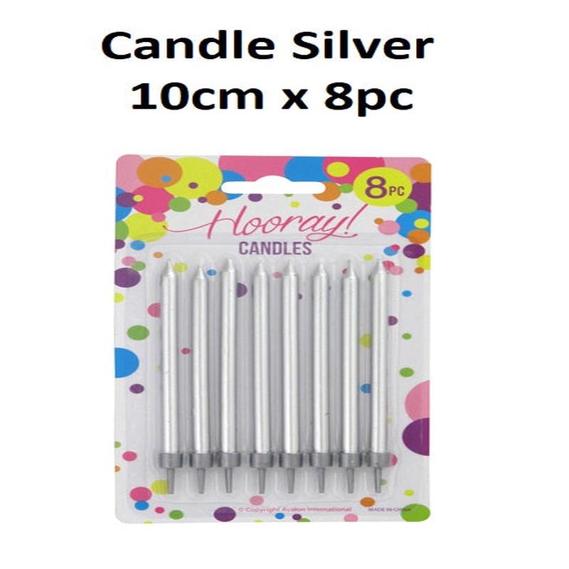 Candles - Silver 10cm (Pack of 8)