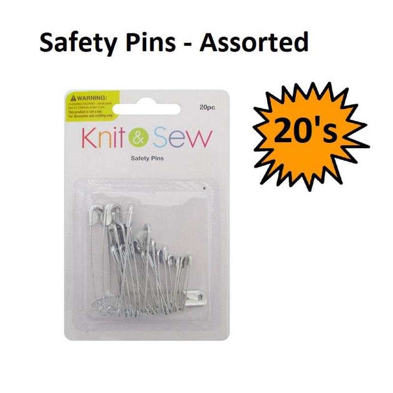 Safety Pins - Nickel Assorted Sizes (20pcs)
