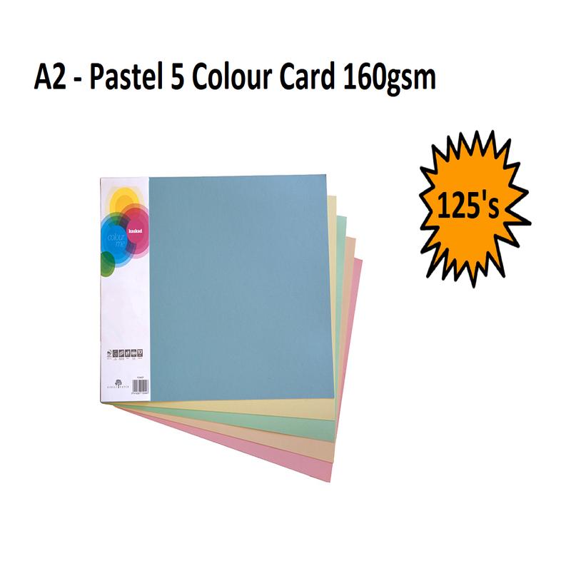 A2 - Pastel 5 Colour Card 160gsm - 125's