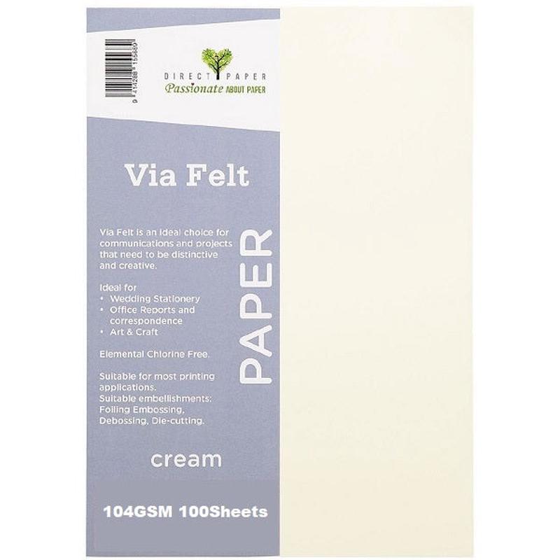 Cream - A4 Via Felt 104gsm - 100's