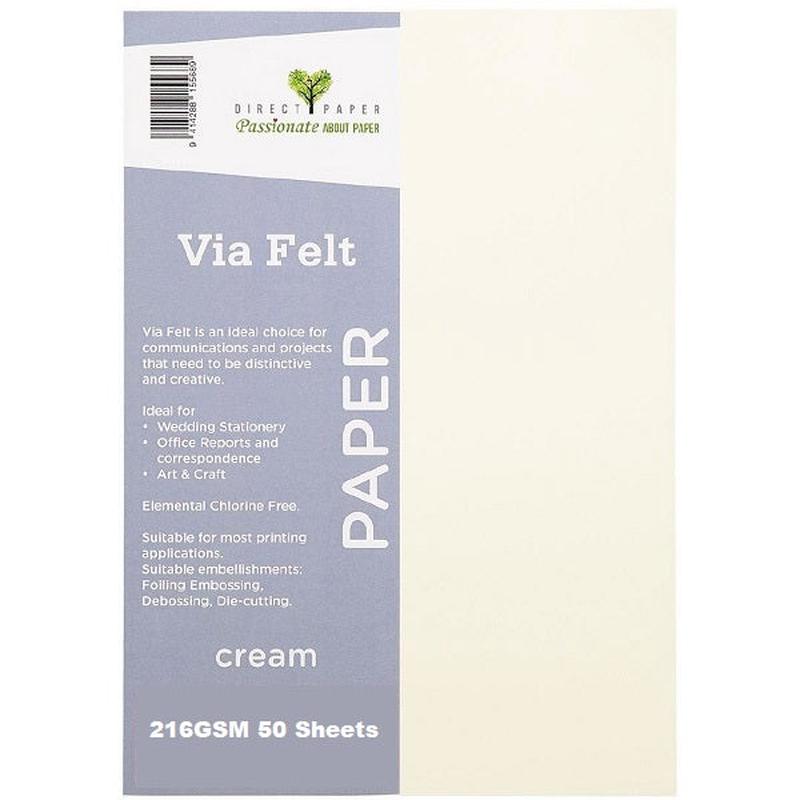 Cream - A4 Via Felt 216gsm - 50's
