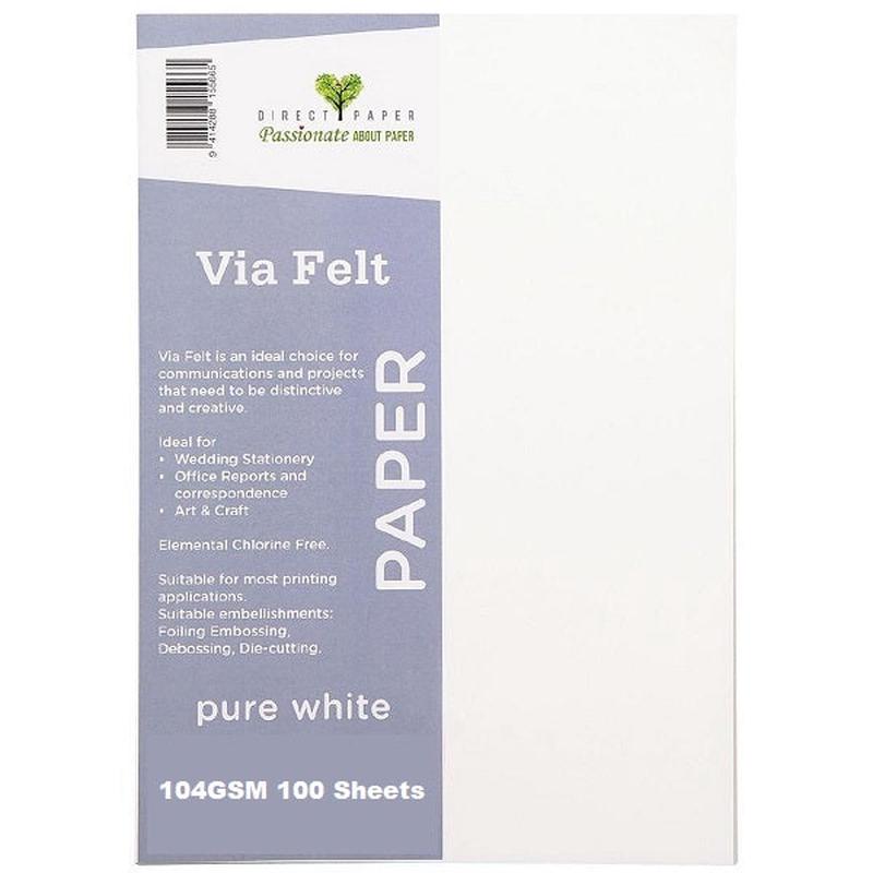 Pure White - A4 Via Felt 104gsm - 100's