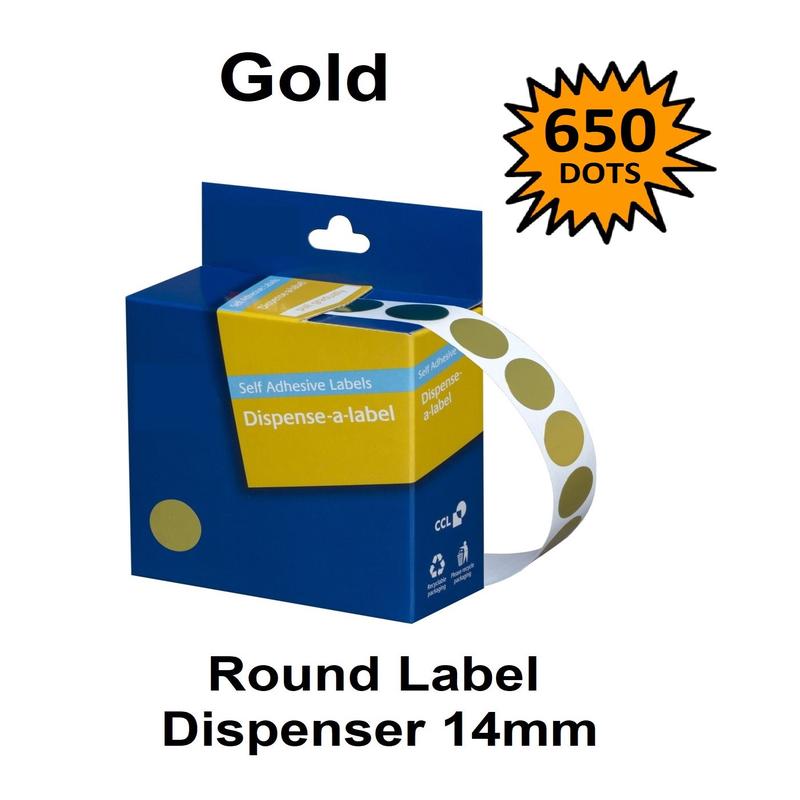 Gold 14mm - Coloured Dots Label Dispenser