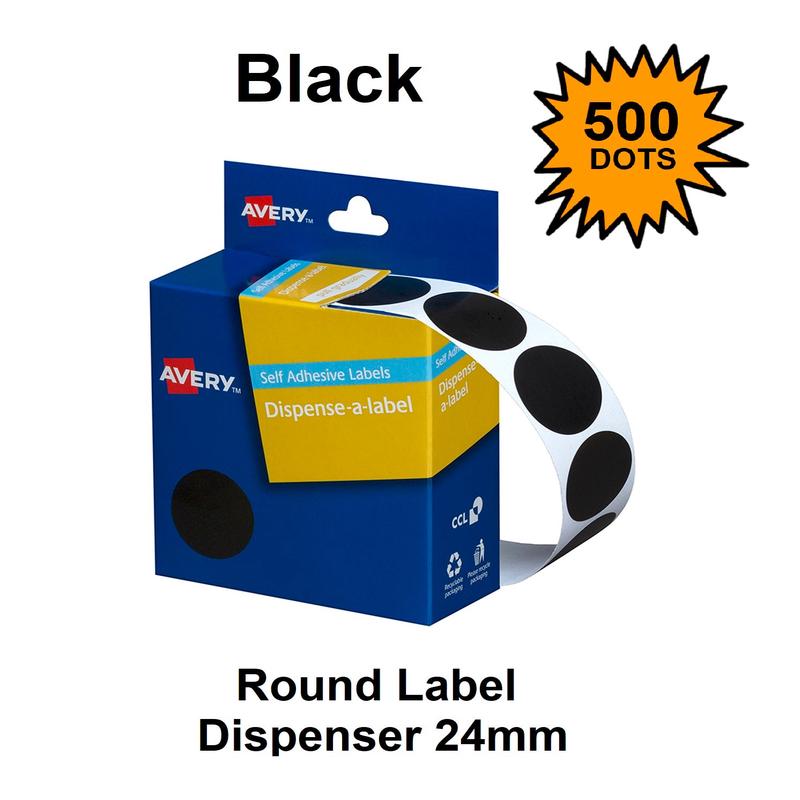 Black 24mm - Coloured Dots Label Dispenser