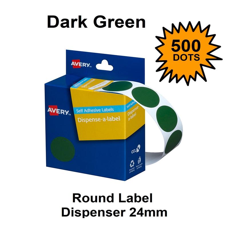 Dark Green 24mm - Coloured Dots Label Dispenser