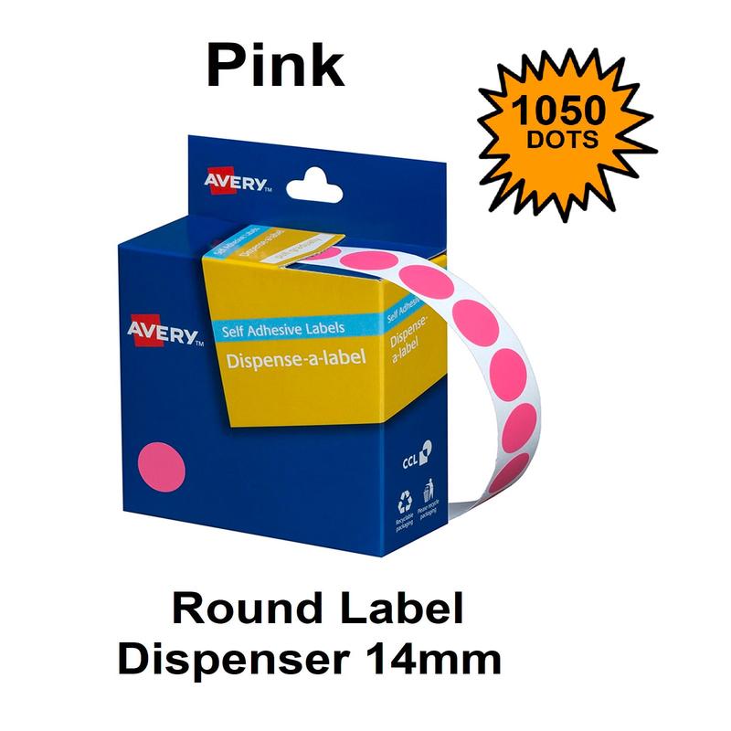 Pink 14mm - Coloured Dots Label Dispenser