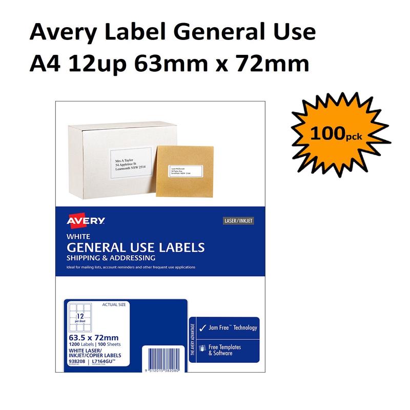 Avery Brand General Copier Labels - 12 Per Sheet 100 sheets