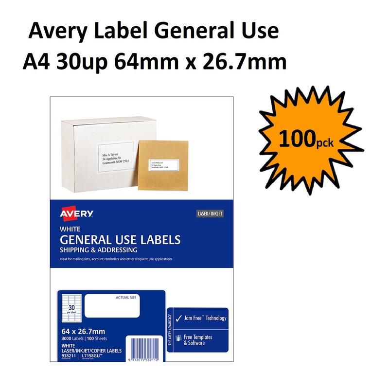 Avery Brand General Copier Labels - 30 Per Sheet 100 sheets