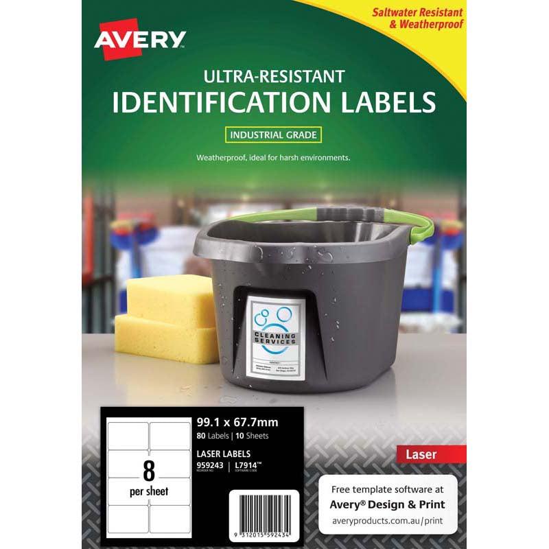 ID Labels - Avery Brand Ultra Resistant Labels 8 Per Sheet, 10 sheets