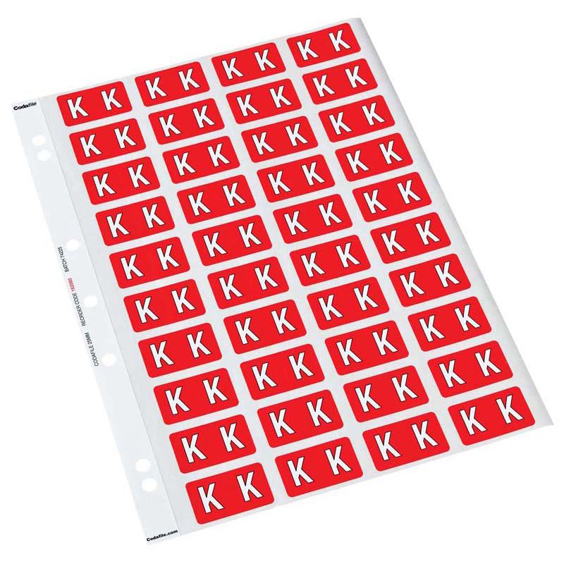K - Codafile Labels 25mm - Pack of 5 Sheets