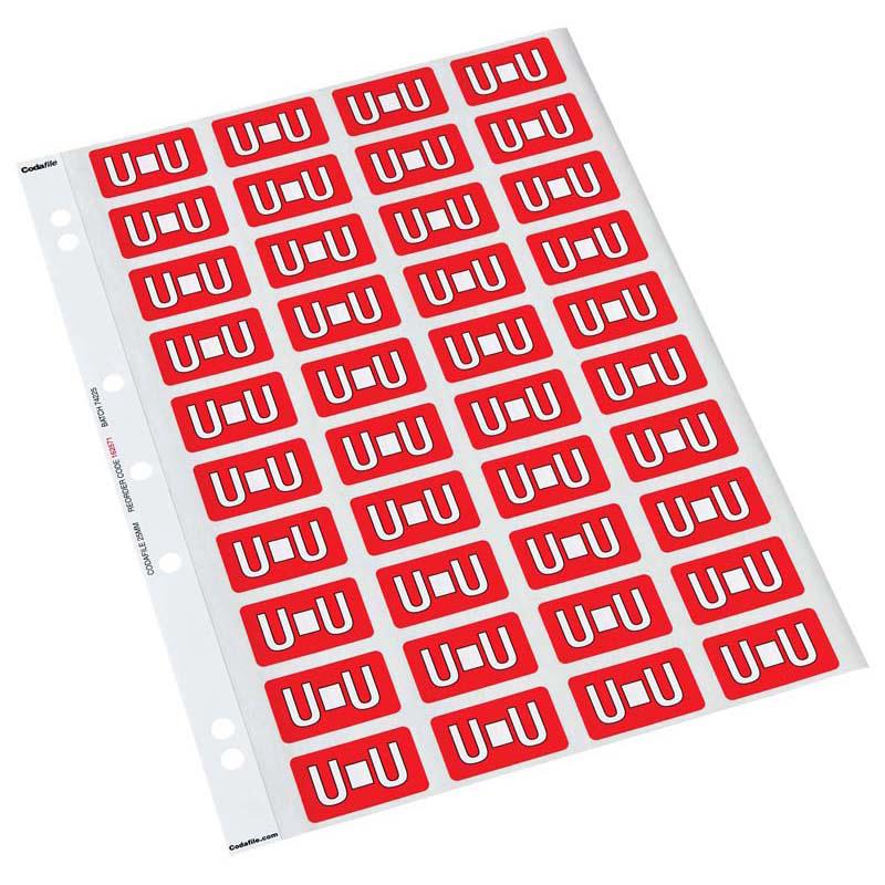 U - Codafile Labels 25mm - Pack of 5 Sheets