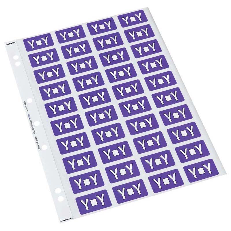 Y - Codafile Labels 25mm - Pack of 5 Sheets