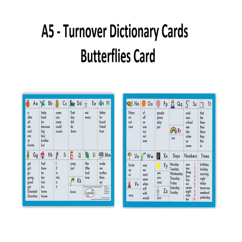 A5 - Turnover Dictionary Cards - Butterflies Card