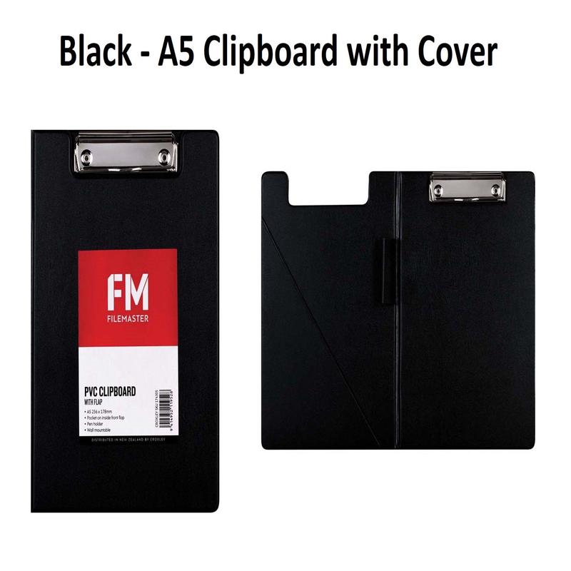 Black - A5 Clipboard with Cover