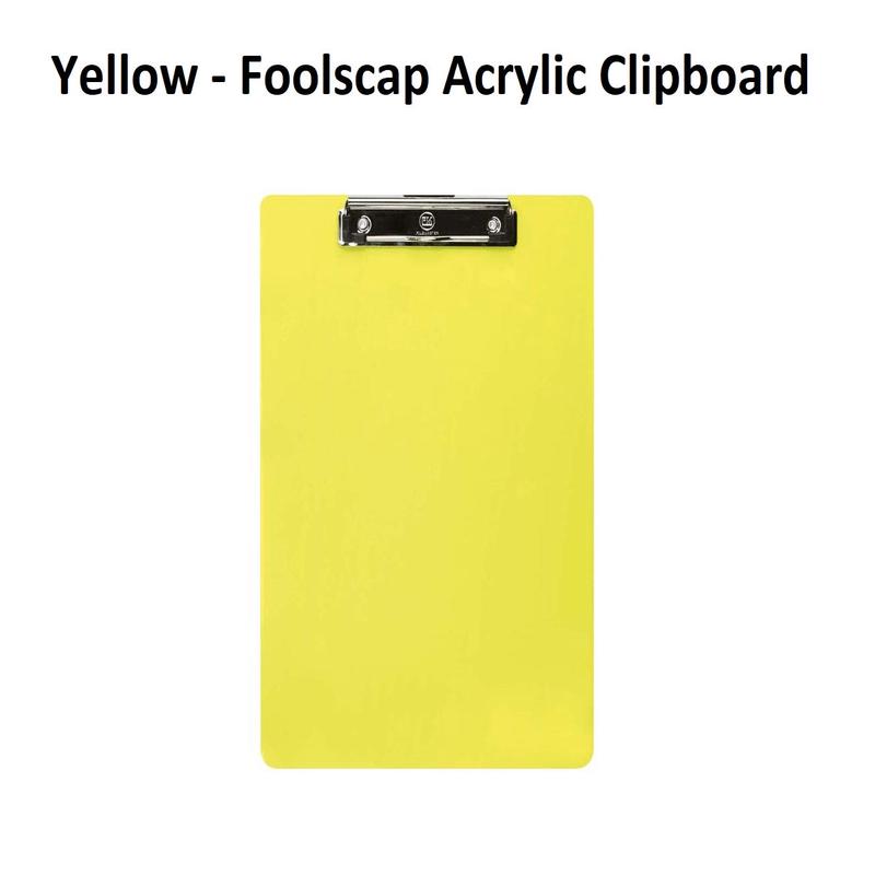 Yellow - Foolscap Acrylic Clipboard