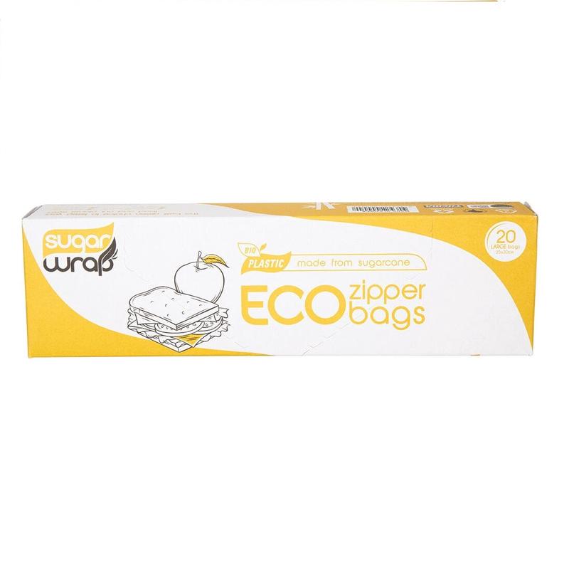 Sugarwrap Eco Zipper Bags Made from Sugarcane Pack of 20 Large