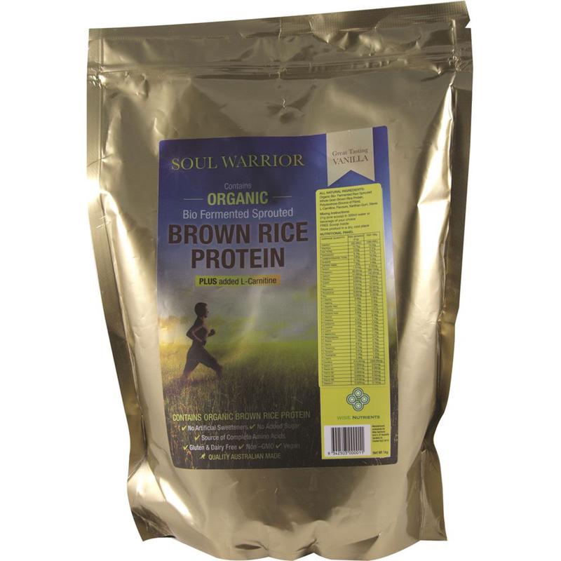 Wise Nutrients Protein Plus L-Carnitine Soul Warrior Organic Brown Rice Protein 1kg Vanilla
