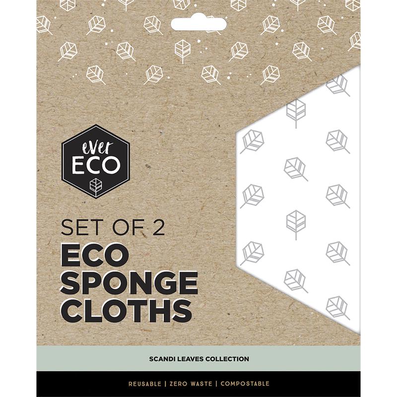 EVER ECO Eco Sponge Cloths Scandi Leaves Collection