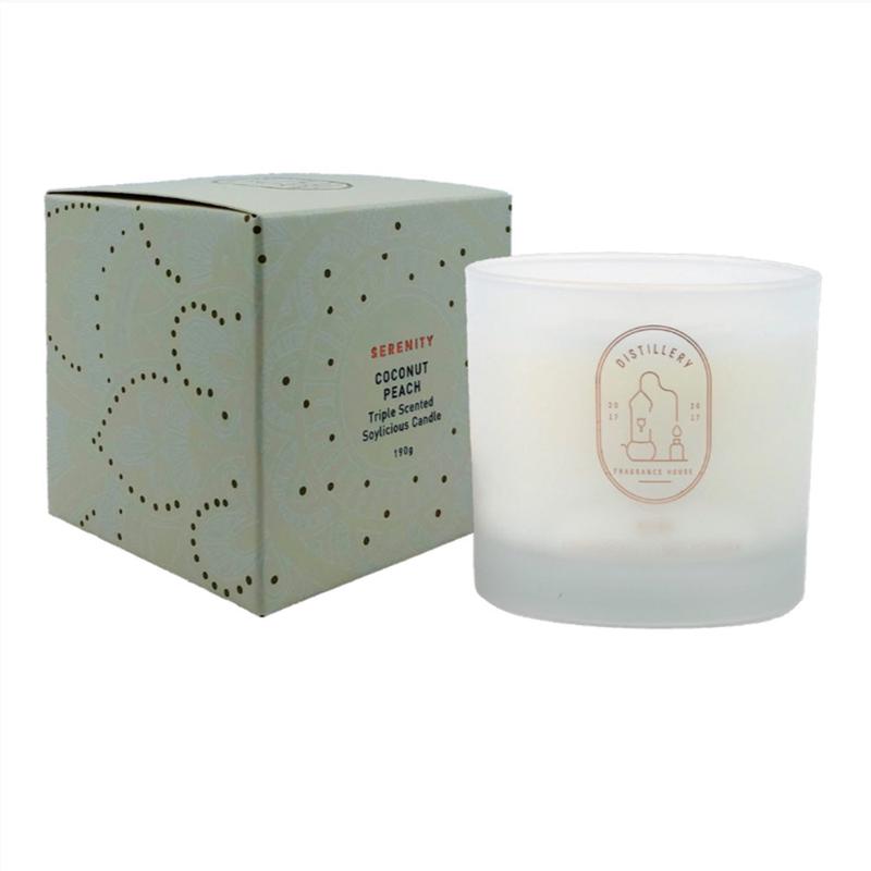 DISTILLERY FRAGRANCE HOUSE Soy Candle 190g Serenity (Coconut Peach)