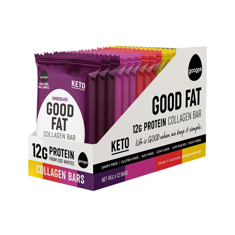 GOOGYS Good Fat Collagen Bar 45g x 12 Display Mixed Bars