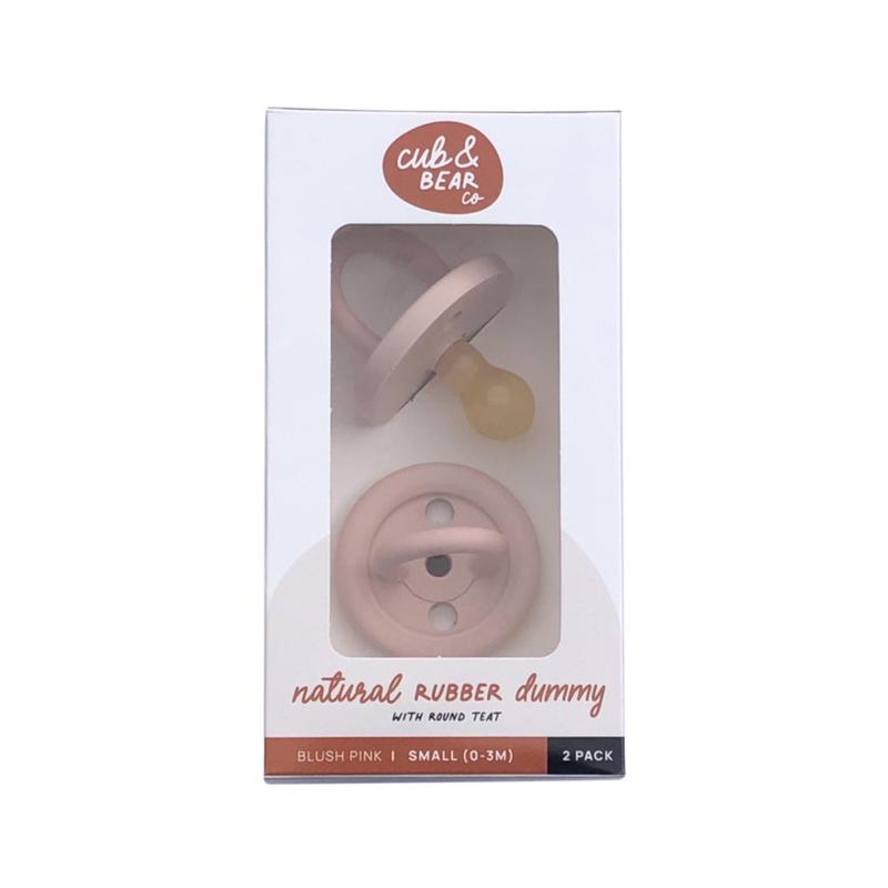 CUB & BEAR CO Natural Rubber Dummy Round Teat Small (0-3 Months) Twin Pack Blush Pink