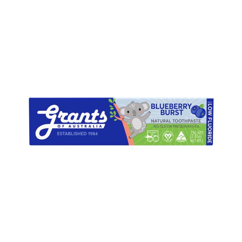 Grants Natural Toothpaste Kids Blueberry Burst Low Fluoride 75g