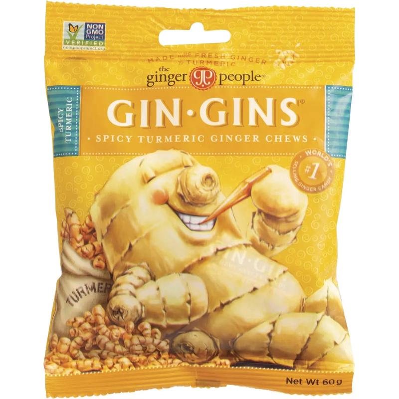 THE GINGER PEOPLE Gin Gins Ginger Candy Chewy Spicy Turmeric 60g 1 Pack