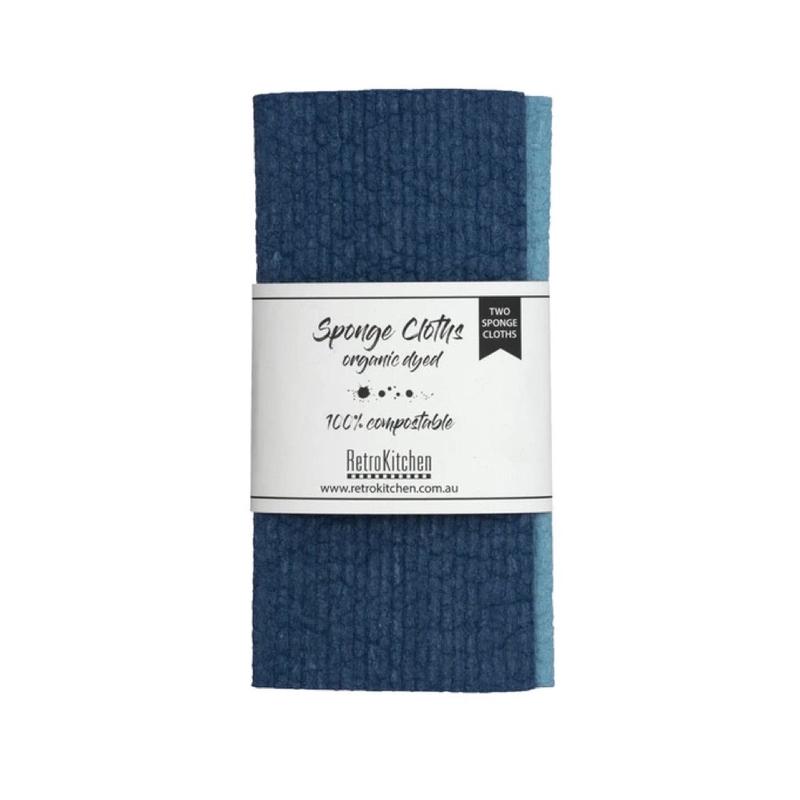 RETROKITCHEN 100% Biodegradable Dishcloth Organic 2x Dyed Marine