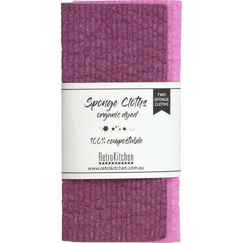 RETROKITCHEN 100% Biodegradable Dishcloth Organic 2x Dyed Plum