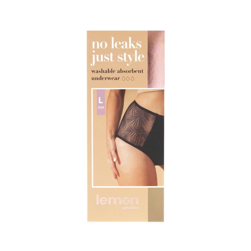 PELVI Lemon Light Bladder Leaks Leakproof Underwear High-Waisted Black L