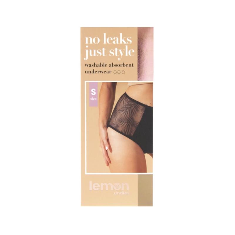 PELVI Lemon Light Bladder Leaks Leakproof Underwear High-Waisted Black S