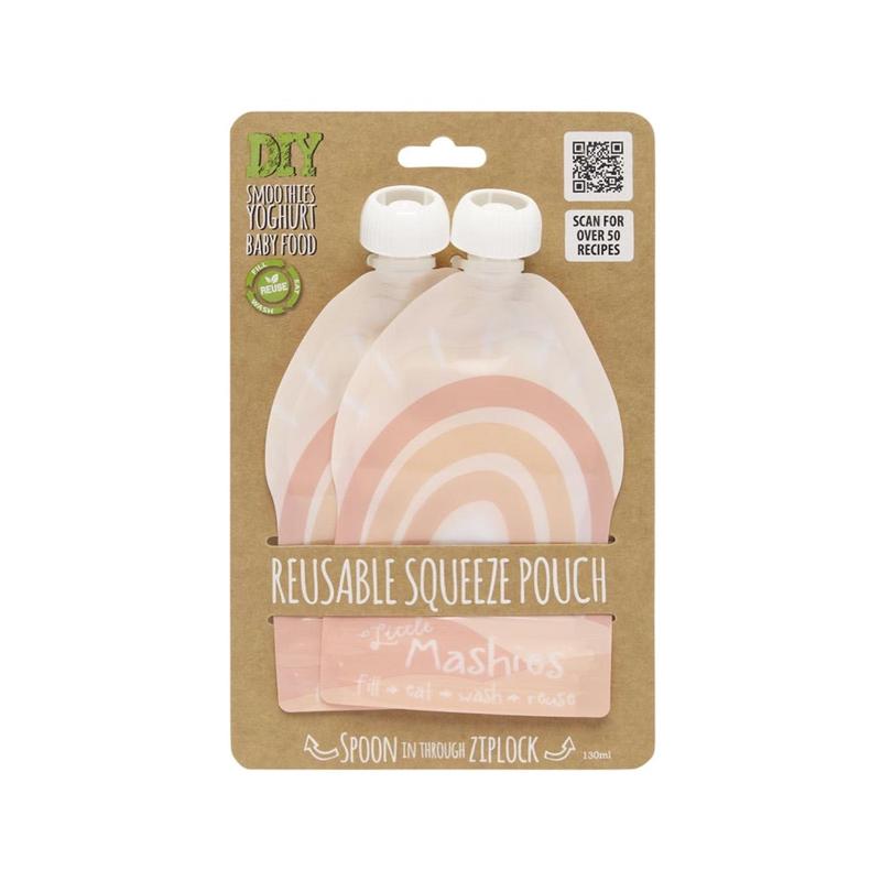 LITTLE MASHIES Reusable Squeeze Pouch Pack of 2 2x130ml Rainbow