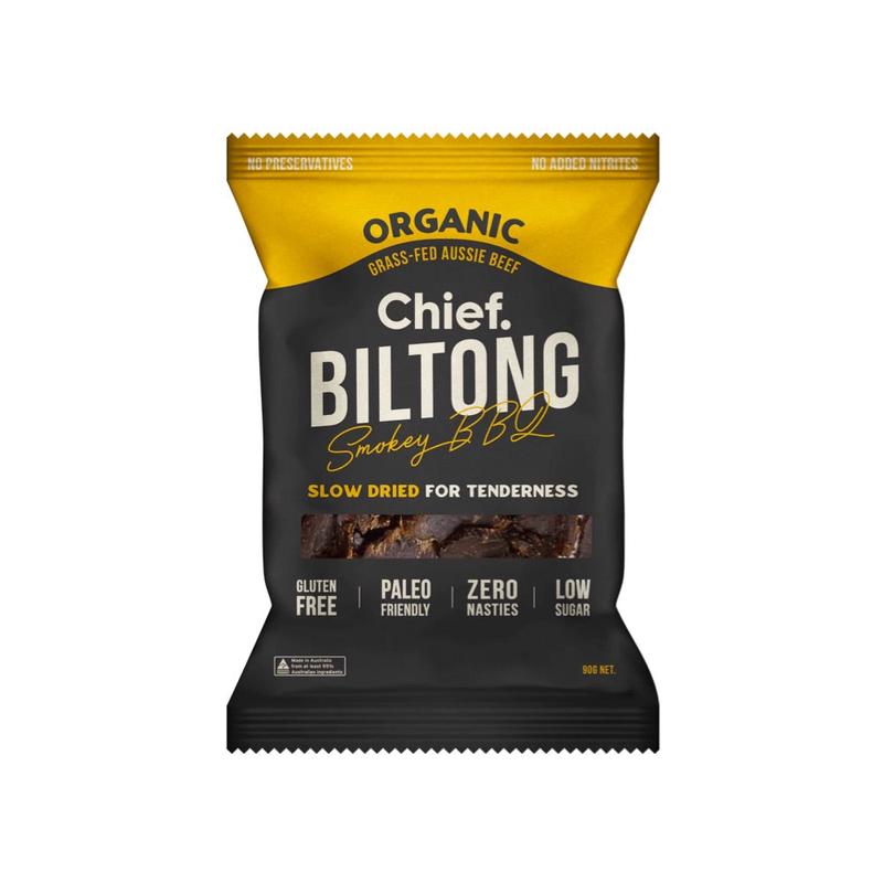 CHIEF BAR Collagen Grass Fed Biltong Smokey BBQ 6x90g