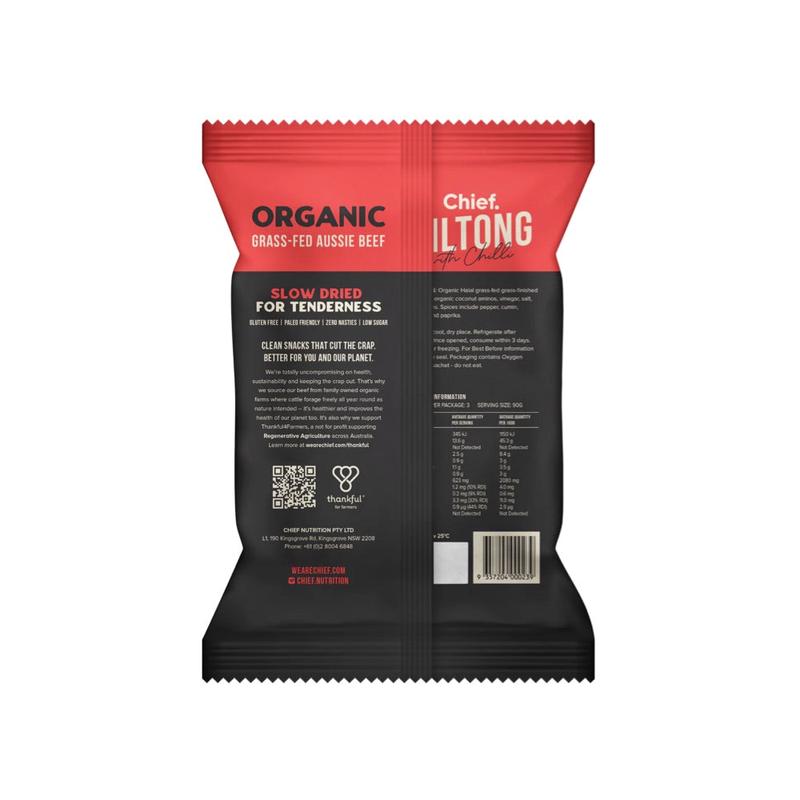 CHIEF BARCollagen Grass Fed Biltong Beef & Chilli 12x30g