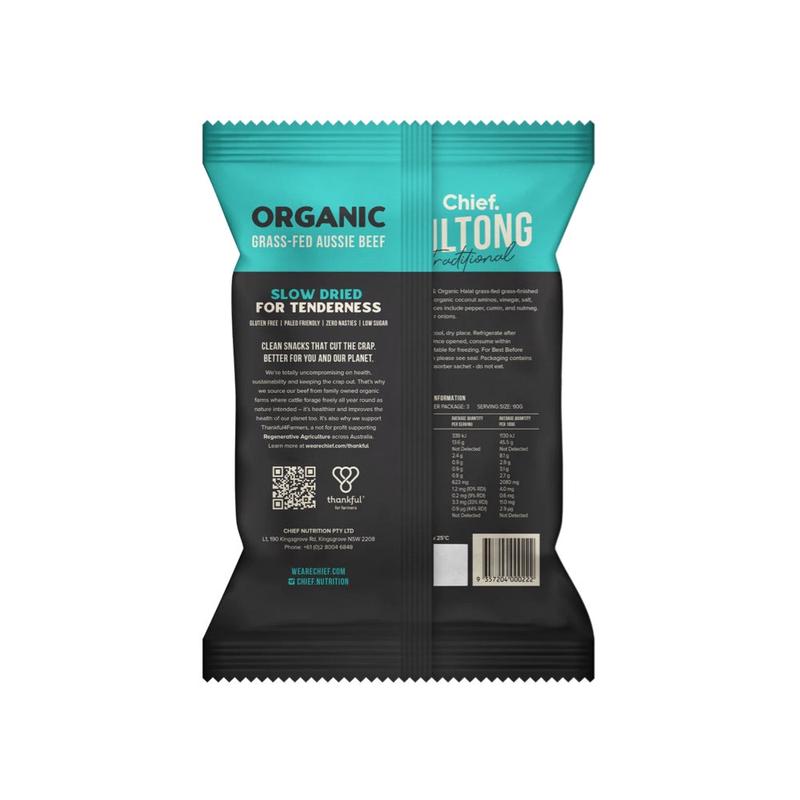 CHIEF BARCollagen Grass Fed Biltong Traditional Beef 12x30g