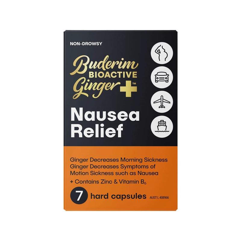 BUDERIM GINGER Bioactive + Nausea Relief Capsules 7 Caps